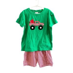 Watermelon Applique Monster Truck Outfit TShirt Shorts Gingham Size 2XL 8Y